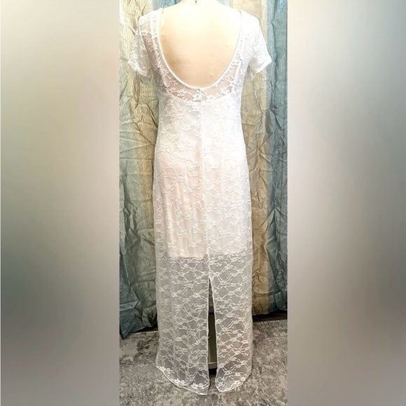 White Lace Maxi Dress With Half Cami Dress Sz MED NEW! - Picture 3 of 7